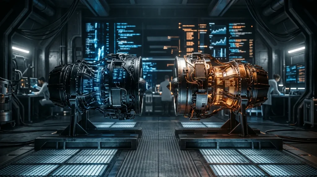 For this article, select a creative concept directly related to the topic, and create visuals with cinematic quality and the aesthetic of an editorial magazine cover, ensuring each composition is unique and distinct. The visuals must be in landscape format, with a 16:9 aspect ratio, and feature a wide, horizontal composition—vertical or square formats are strictly prohibited. Wide landscape format only, no portrait, no square.“Head-to-Head: Key Specifications and Performance Metrics”