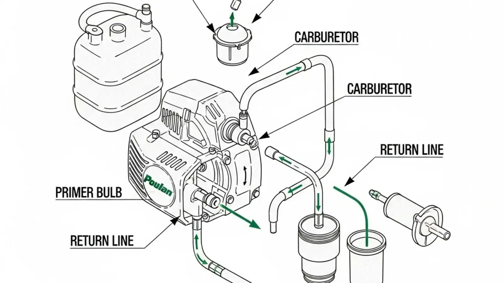 Poulan chainsaw fuel line diagram featured image